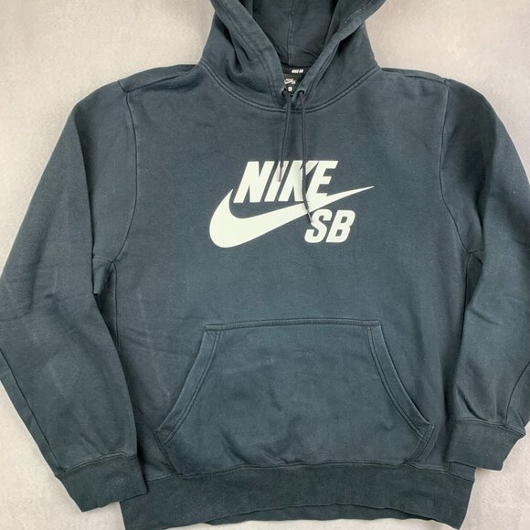 Nike Sb Mens Sweater Large Black Pullover Hoodie Long Sleeve Big Logo Skateboard - Picture 3 of 9